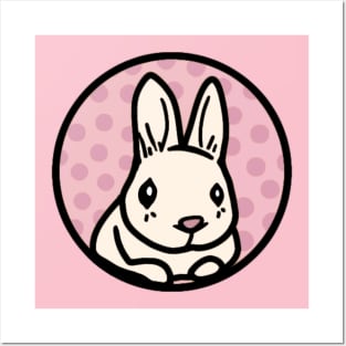 Easter Day Shy Cute Rabbit Wishes Happy Easter Christian Holiday (Pink) Posters and Art